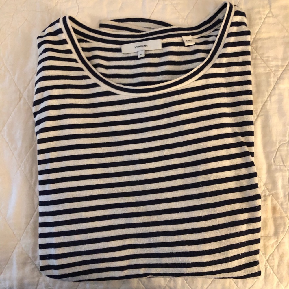 Vince Midi Silk/Viscose Cropped Tee Shirt. XL.